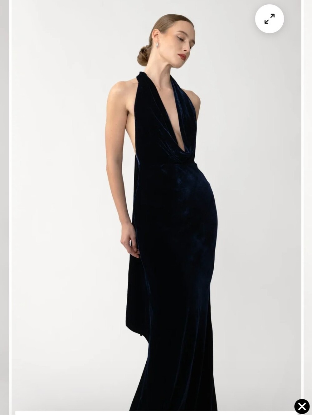 SAU LEE PEARL VELVET GOWN IN MIDNIGHT BLUE /SIZE:12 - Picture 4 of 8